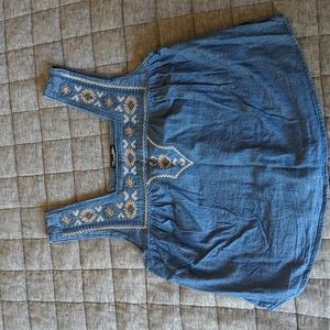 Wrangler Retro chambray embroidered top